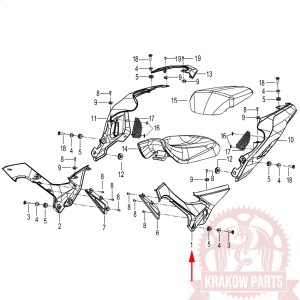 LEFT сторона крышка GREY HT Keeway RKF 125i, 65601L43HT00