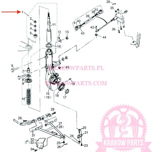 FRONT SHOCK ABSORBER ASSEMBLY of ATV500-D EFI T3b Linhai original 35015
