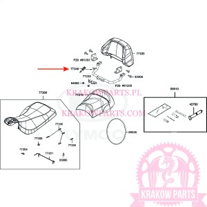 CABLE SEAT LOCK Kymco MXU 700, oryginał 77240-ALC1-Y00