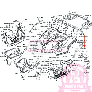 NADKOLE TYLNE LEWE (BLACK) Kymco MXU 700, oryginał 80310-AGA8-E00-N1R