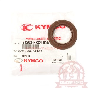 Left crankcase oil seal 27x42x7 mm, Kymco Bet & Win 250, Grand Dink 250, Xciting 250, MXU 300, original 91202-KKC4-90B