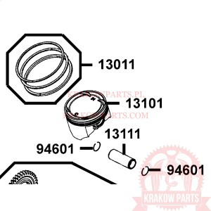 Piston kit standard Kymco Maxxer 450, MXU 450, original kit-13101-LGC7-E00