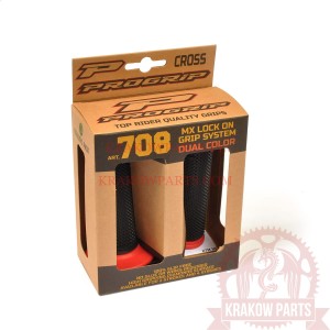 PROGRIP MANETKI PG708 OFF ROAD Z BLOKADĄ SCS LOCK ON + 6 ADAPTERÓW ROLGAZU (22+25MM) Color Black Red DWUSKŁADNIKOWE (708-149) PA070800RO02