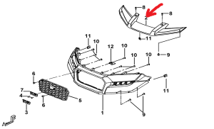 FRONT BUMPER ORNAMENTAL TGB , Blade 1000i LT EFi, oryginał 514529
