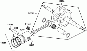 Crankshaft Kymco Agility City 50 2T, Like 50 2T, Super 8 50 2T, original 1300A-GKAK-C00