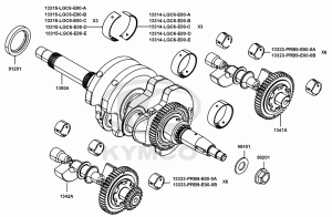 Wał korbowy Kymco AK 550, AK550, oryginał 1300A-LGC6-E00