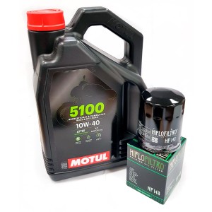 Olej silnikowy Motul 5100 10W40 4L MA2 + Filtr Oleju Hiflo HF148, TGB 550, Yamaha 1300