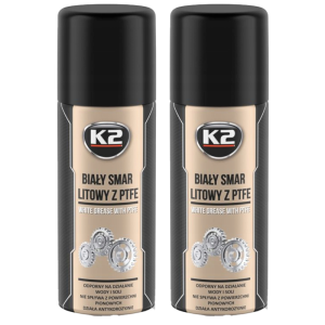 2x K2 Biały Smar Litowy PTFE z Teflonem Spray 400 ml