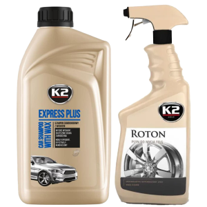 K2 Szampon samochodowy Express Plus z woskiem 1L + Płyn do mycia Felg Roton 700 ml