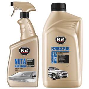 K2 Płyn do mycia szyb Nuta 750 ml + Szampon samochodowy Express Plus z woskiem 1L